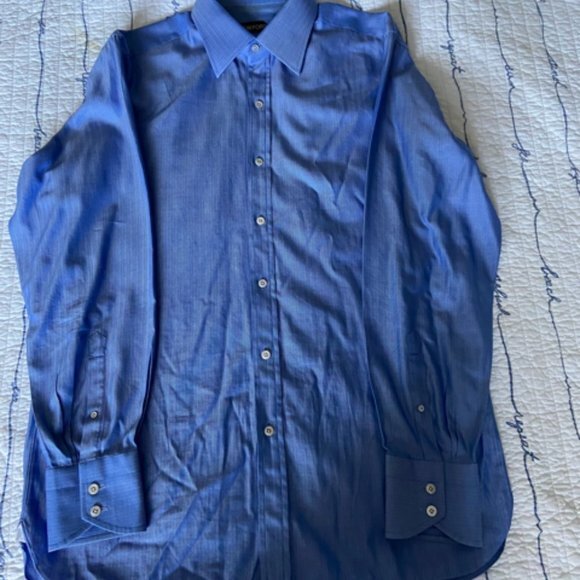 Tom Ford 100% Cotton Herringbone Dress Shirt in Size 43 EUC - Picture 4 of 15